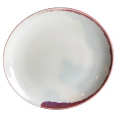 Used Large Spin Ceramics Dish with Red Accents