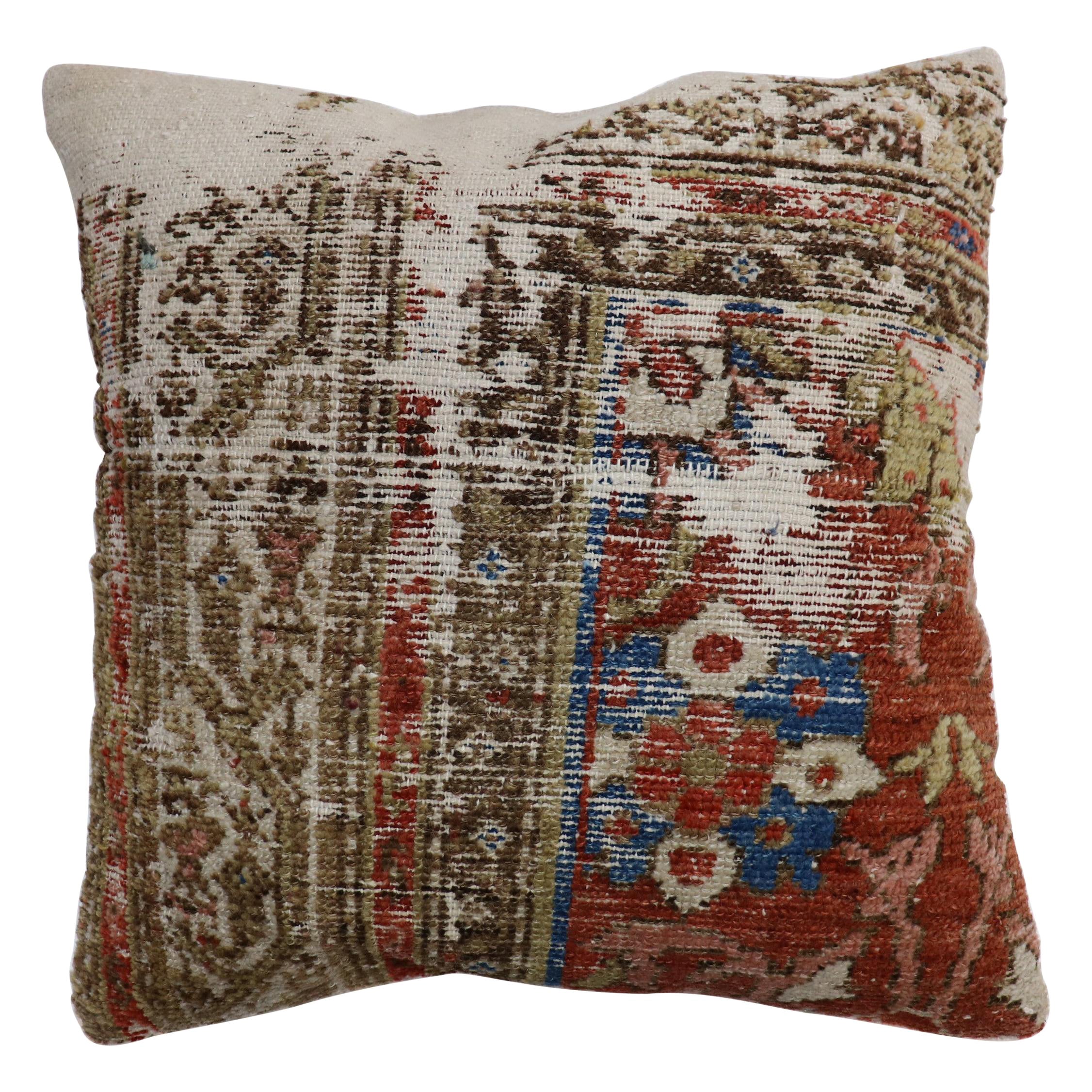 Antique Persian Rug Pillow For Sale