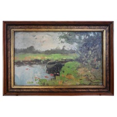 Antique Framed Impressionistic Oil Painting on Board