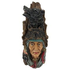 Collectible Native American Indian Hunter with Wolf Headresses