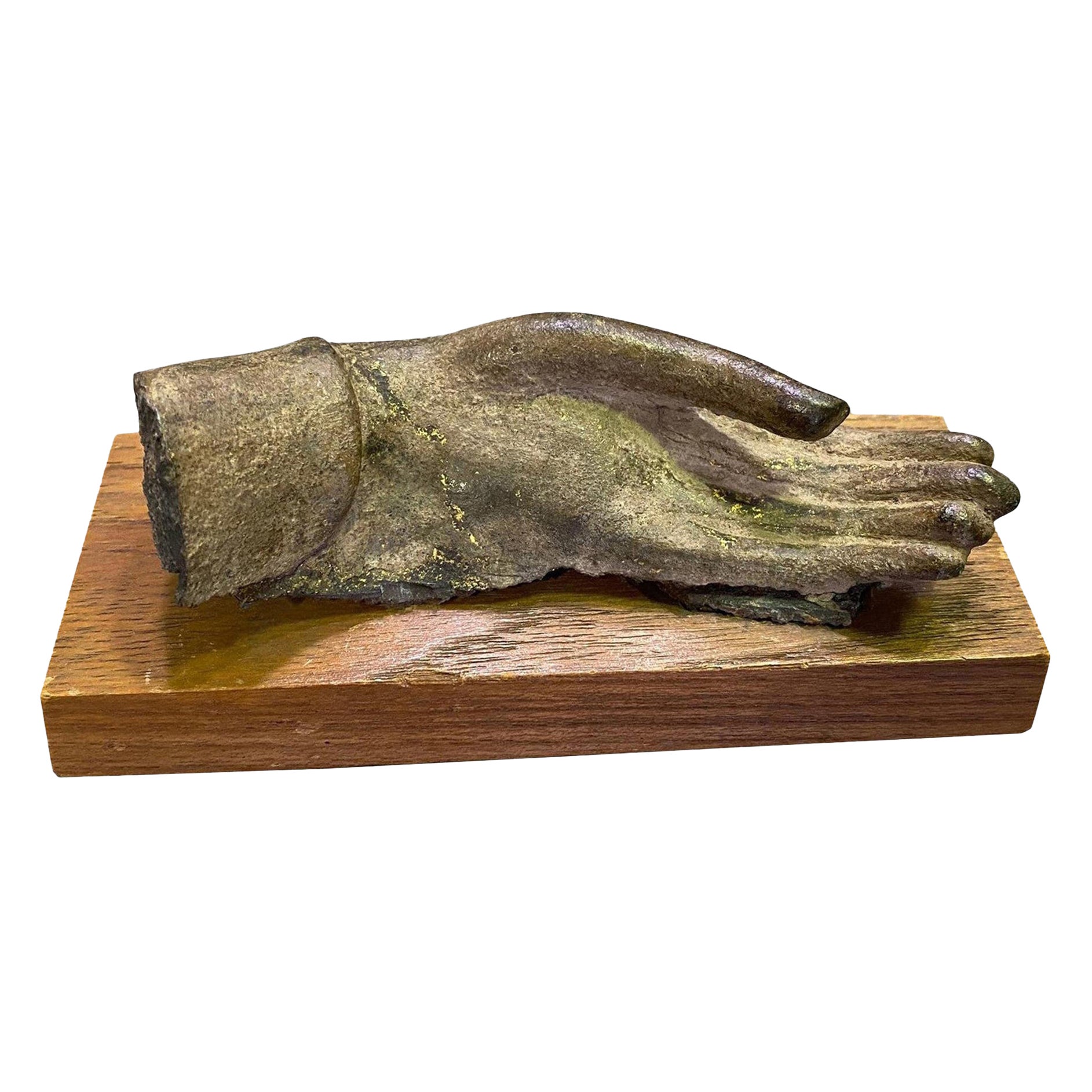 Bronze Siamese Asian Buddha Antiquity Hand Sculpture Fragment, 15th-16th Century
