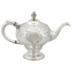 Antique George III 1770s Scottish Sterling Silver Teapot