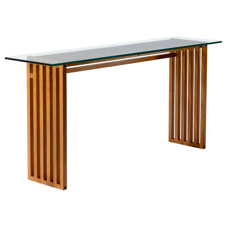 Driade Console Lella and Massimo Vignelli Ara Console Table in Wood and Glass Driade ...