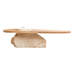 Pico Branco Contemporary Dining Table White Marble and Wood by Mircea Anghel