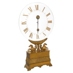 Large Early 19 Century French Bronze Mystery Clock Retailed by M.I. Tobias