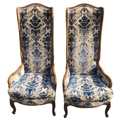 Pair of High Back Hollywood Regency Throne Chairs