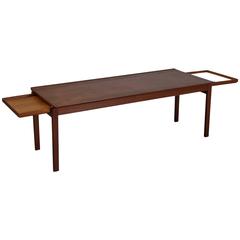 Johannes Andersen Coffee Table with Pull-Out Shelves, Denmark, 1960s 5