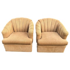 Vintage Pair of Channel Back Swivel Chairs