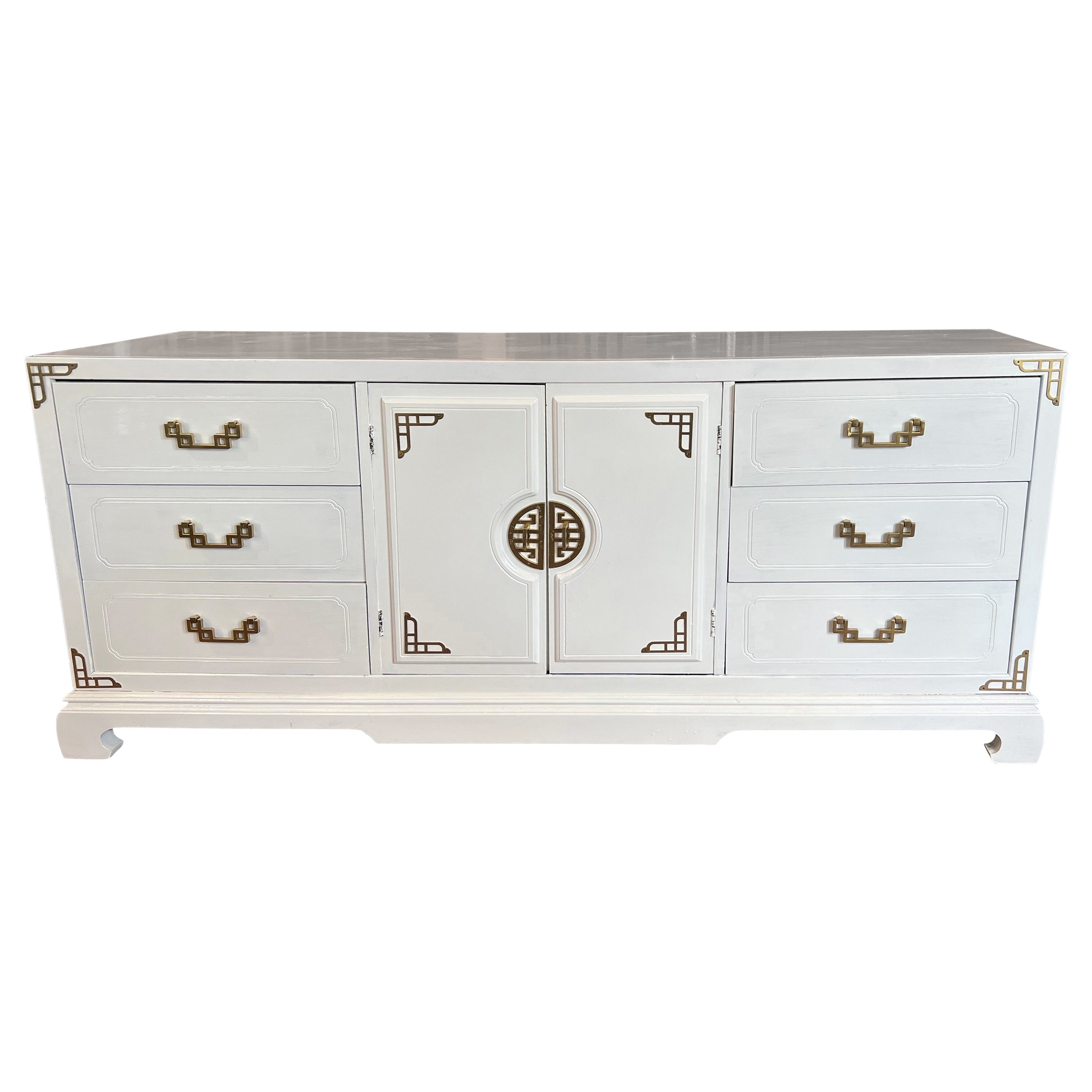 White Mid-Century Modern Dresser or Credenza For Sale