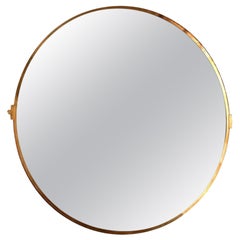 Grand miroir rond personnalisé en laiton par Adesso Imports