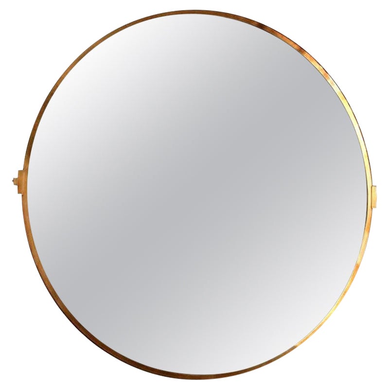 Large Custom Round Brass Mirror by Adesso Imports