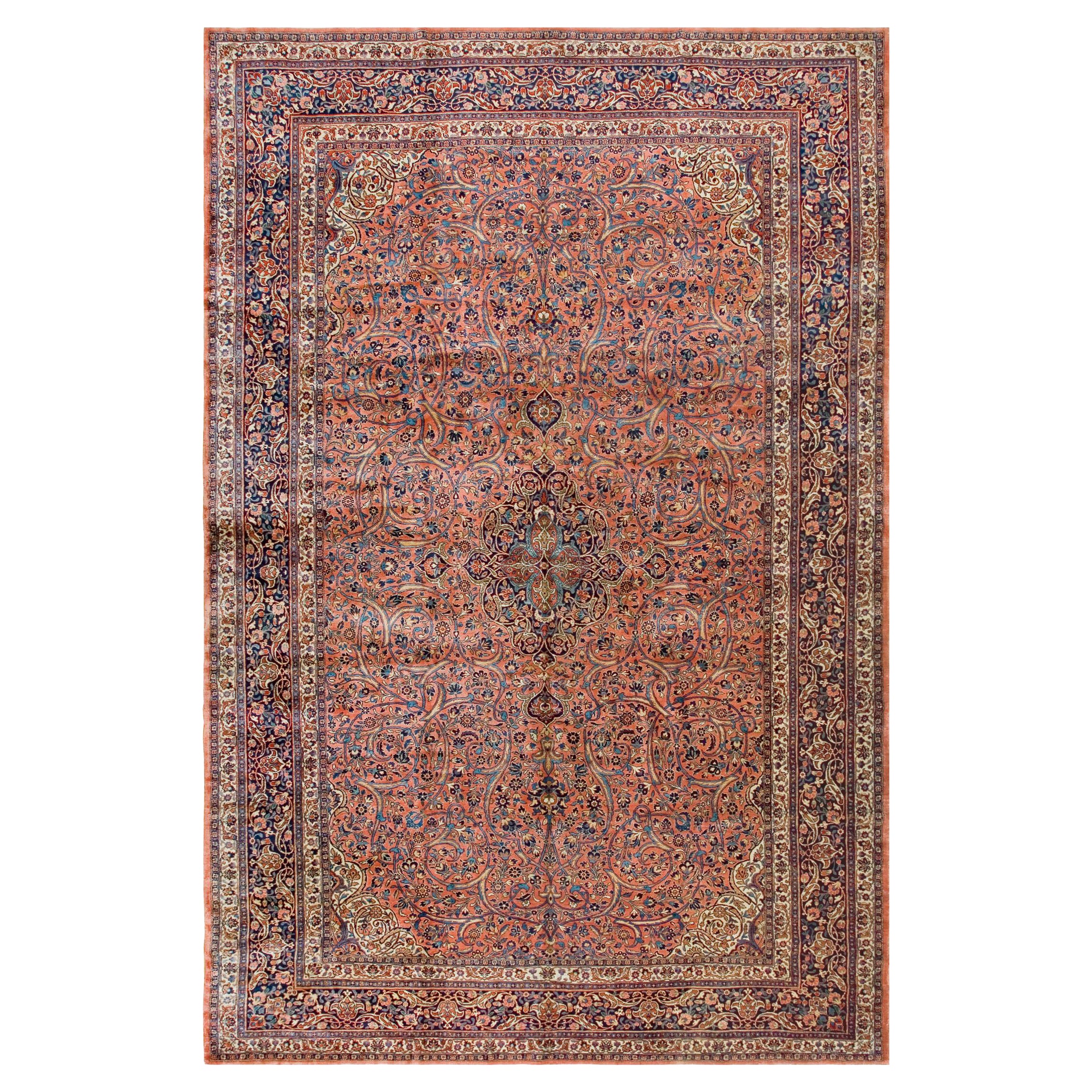 Ancien tapis Kashan, Dabir 9' 11"" x 15' 4" 