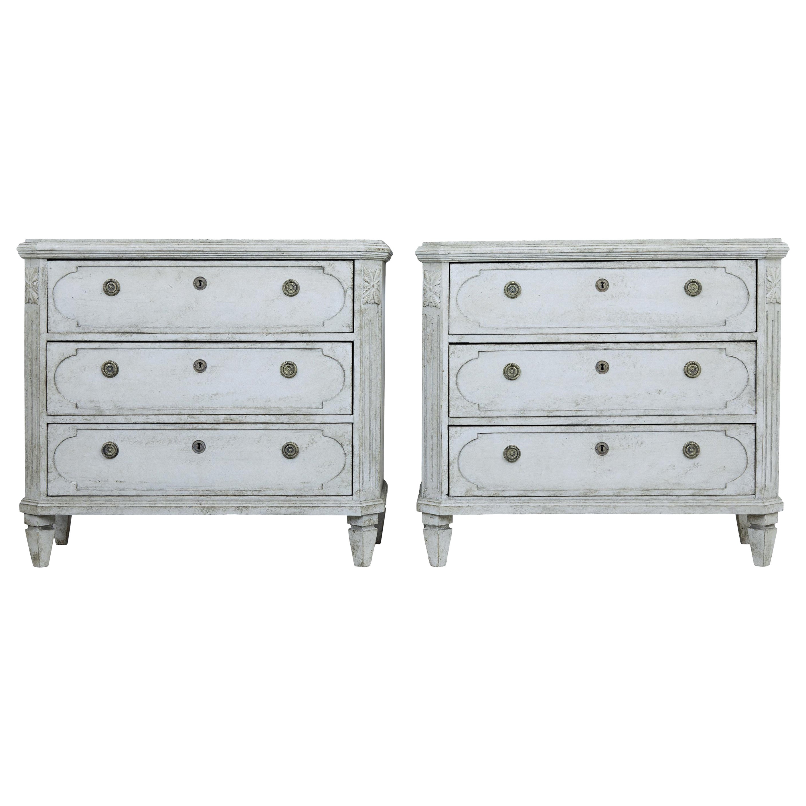 Fine Pair of 19th Century Swedish Painted Commodes