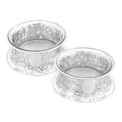 Antiguos anillos victorianos de plata de ley para platos de patatas
