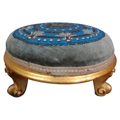 Antique Continental Louis XV Style Beaded Giltwood Footstool