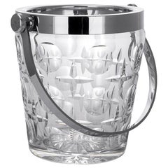 20th Century French Silver Plated & Cut Glass Champagne Ice Bucket, C. 1960