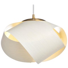 Scandinavian Design White Eco Wood Pendant with Brushed Brass