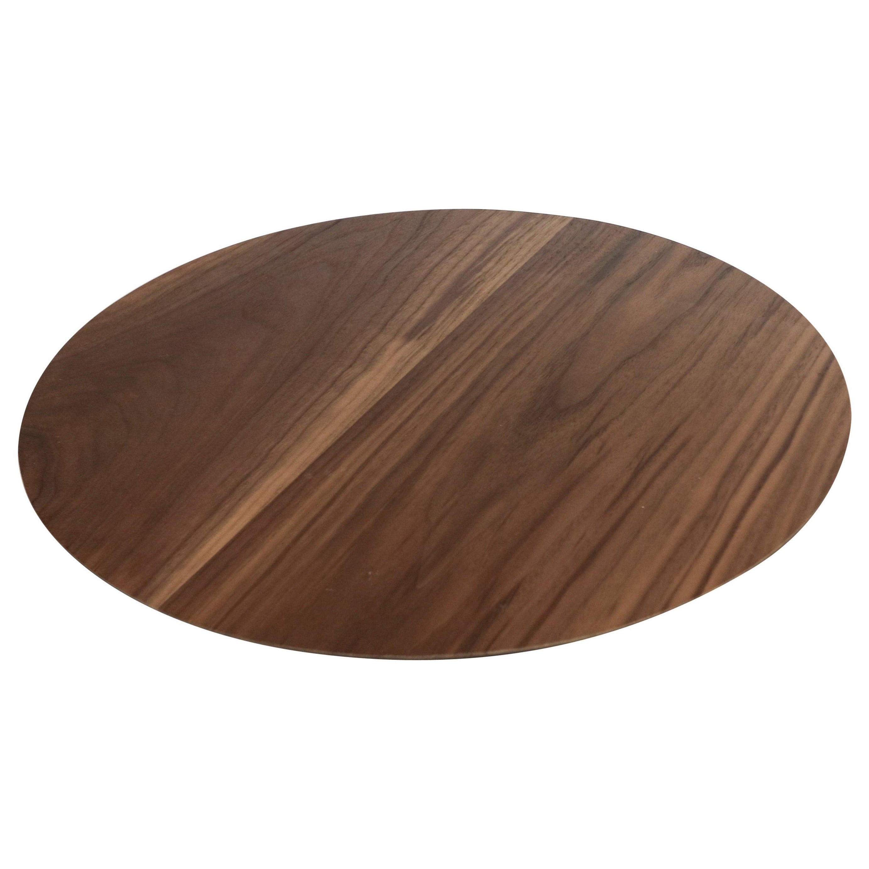 Custom Medium Round Serving Board in Walnut by Adesso Imports For Sale