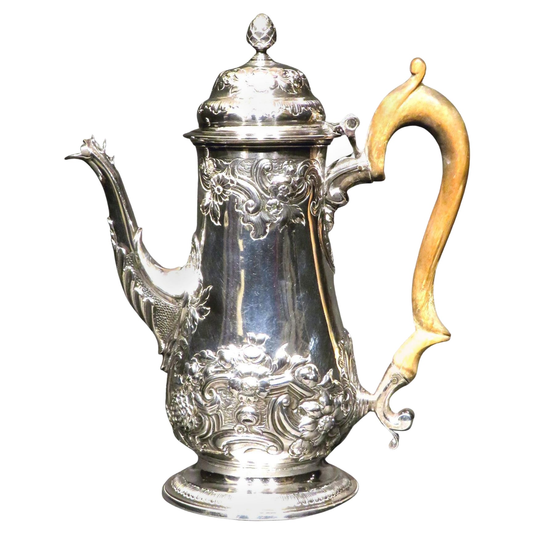 Feine Kaffeekanne aus Sterlingsilber von William Bateman 1st, London 1819, George IV. im Angebot