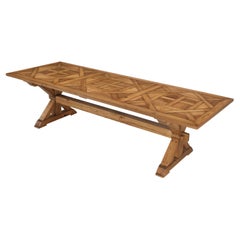 French Inspired Parquet Trestle Dining Table Available in Most Sizes