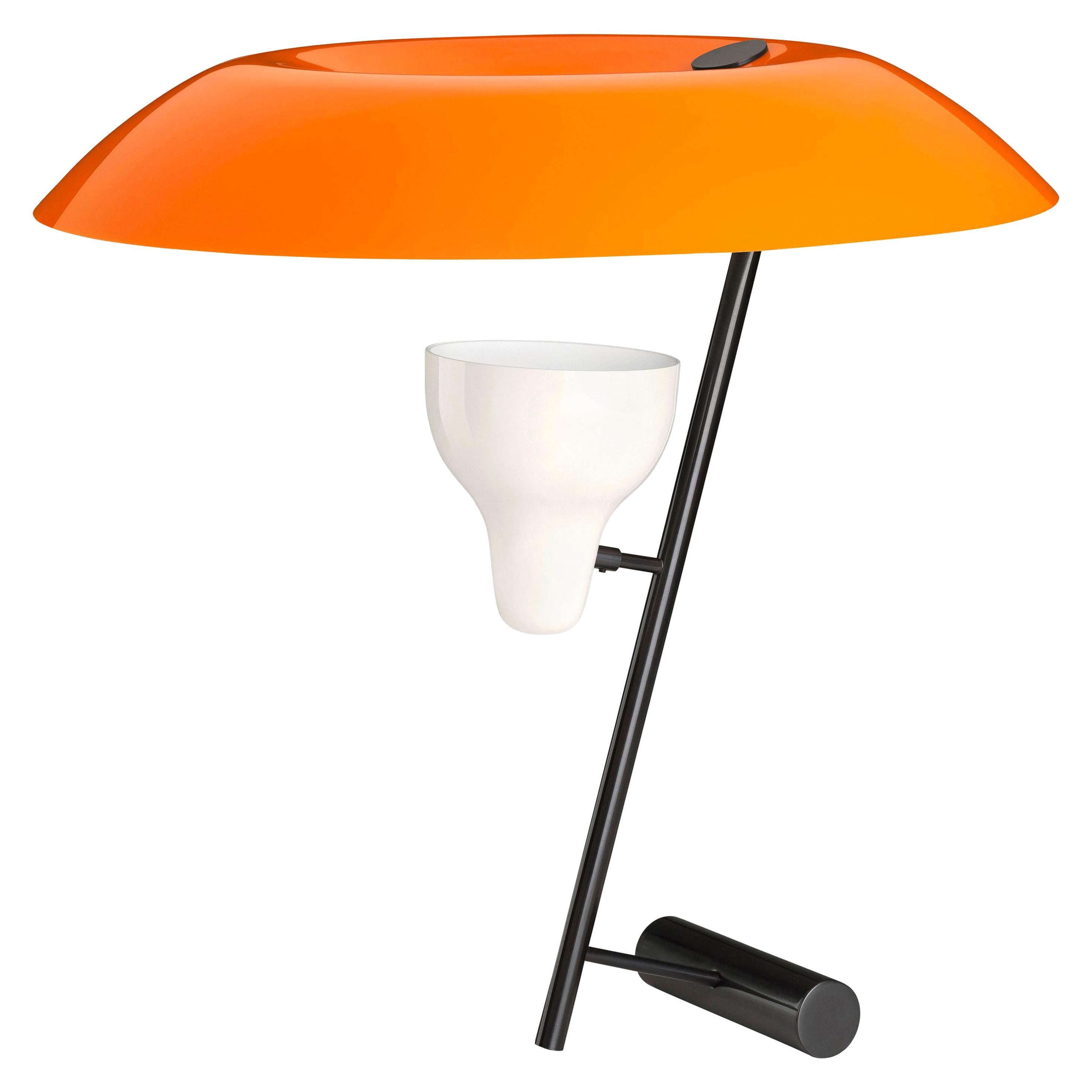 Lampe de bureau Gino Sarfatti Modèle #548 en laiton bruni et orange