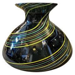 1980s Modernist Striped Murano Glass Vase