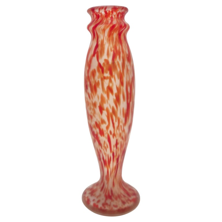 Liberty Style Red / Orange Glass Vase by Legras, France For Sale at 1stDibs