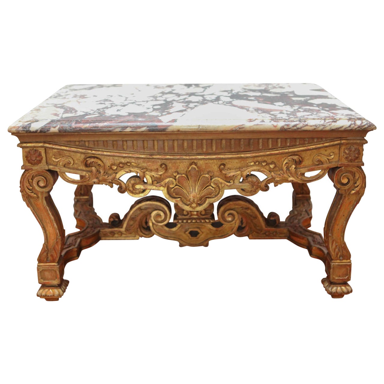 Table d'appoint/table basse française en bois doré du XIXe siècle