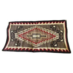 Vintage Native American Navajo Colorful Handwoven Geometric Pattern Blanket Rug