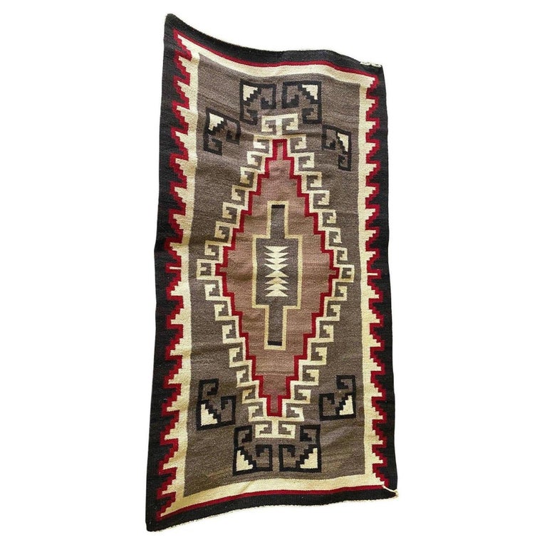 Native American Navajo Colorful Handwoven Geometric Pattern Blanket Rug For Sale