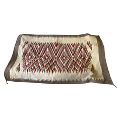 Vintage Native American Navajo Large Colorful Hand Woven Geometric Pattern Rug Blanket