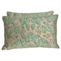 Retro Pair of Bluish/Green Fortuny Textile Pillows