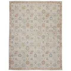 Distressed New Contemporary Oushak Style Rug with Rustic Modern Design