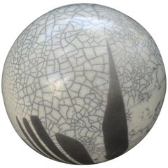 Vintage Large Black and White Abstract Sphere Sculpture Attributed to Yuri Zatarain