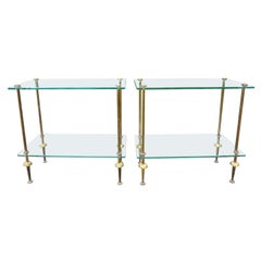 Pair of French Maison Baguès Attributed Brass and Glass Tables