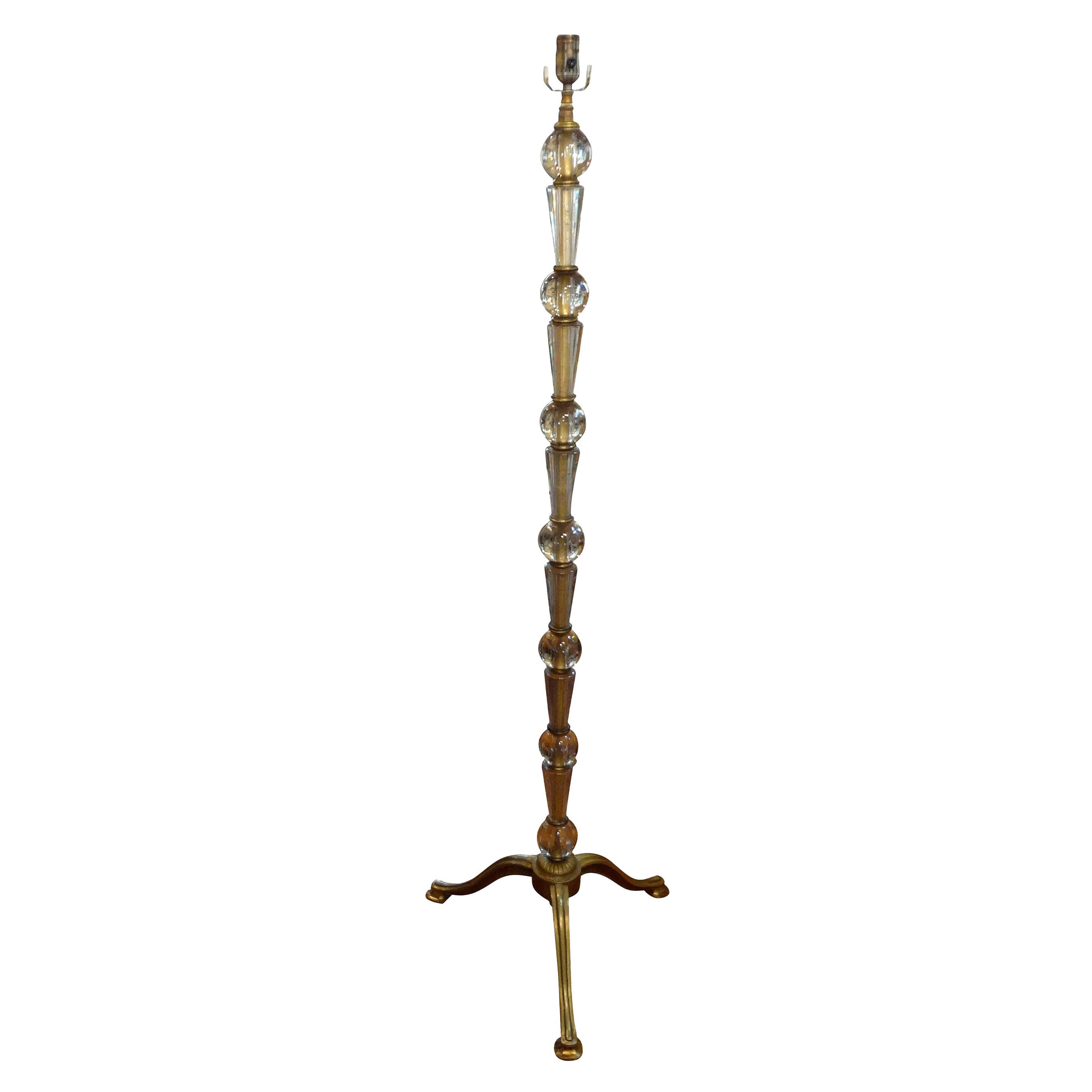 Italian Fontana Arte Style Glass and Bronze Floor Lamp