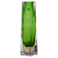 Flavio Poli by Mandruzzato Green Hand-Crafted Murano Glass Vase, Italy, 1960