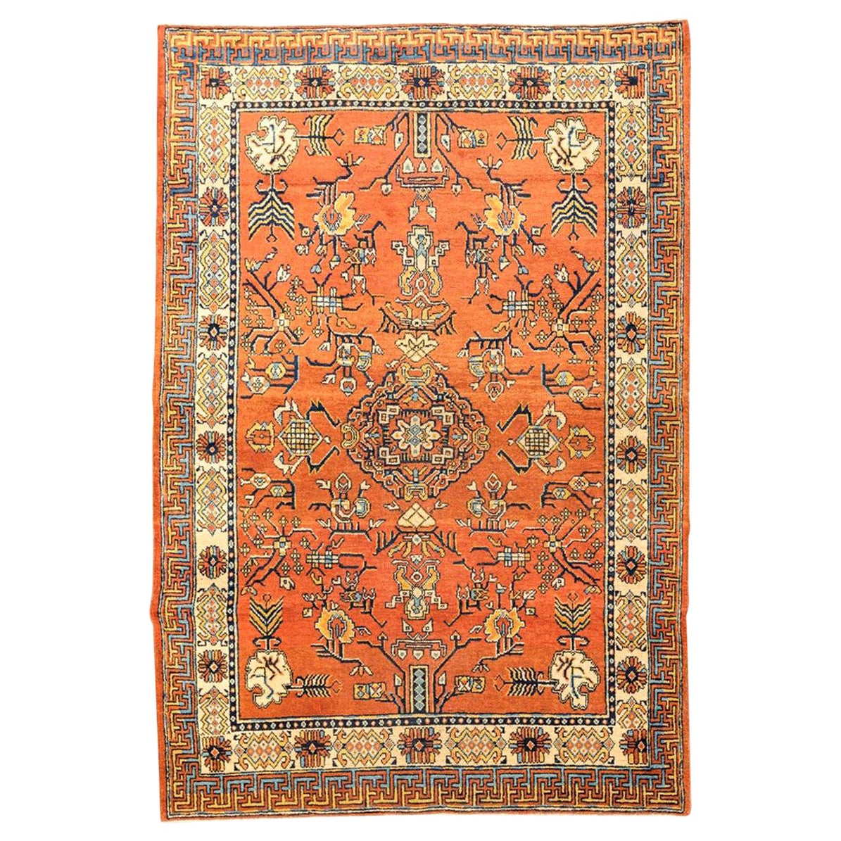 Handgefertigter Samarkand-Teppich aus Wolle des 20. Jahrhunderts, Kothan-Design, um 1900 im Angebot