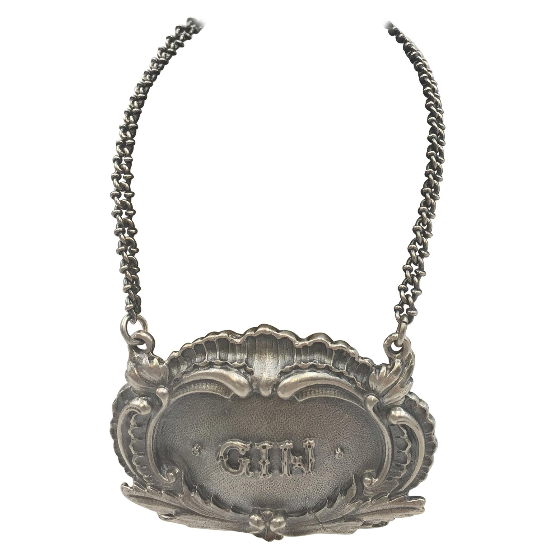 Etiqueta de jarra Claret ornamentada para ginebra Buccellati italiana de plata de ley