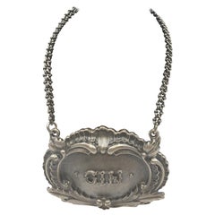 Etiqueta de jarra Claret ornamentada para ginebra Buccellati italiana de plata de ley