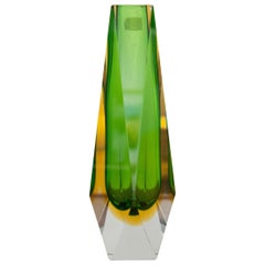 Flavio Poli by Mandruzzato Green Hand-Crafted Murano Glass Vase, Italy, 1960