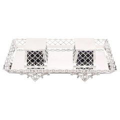 20th Century Sterling Silver Galleried Double Inkstand