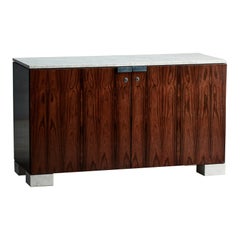 Meuble de rangement en marbre de Carrare et bois de rose d'Alfred Hendrickx, Belgique, années 1960