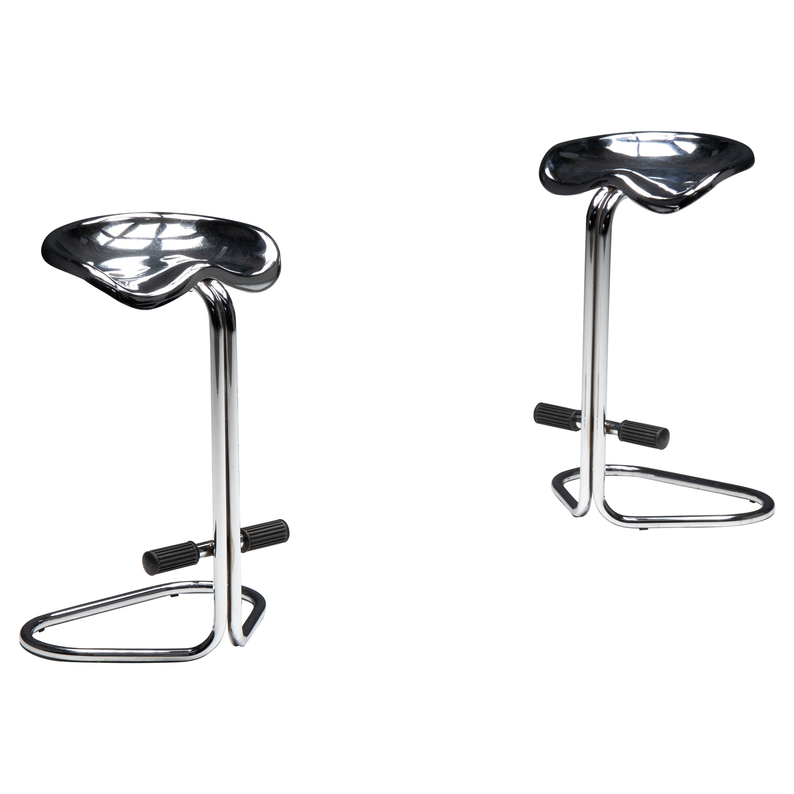 Chrome Tractor Stools by Rodney Kinsman for Bieffeplast, Italy, 1970s For Sale