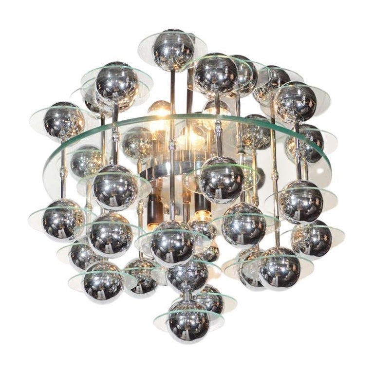 Mid-Century Modern Orbital Satellite Chandelier by Goffredo Reggiani, 1970s