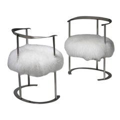 Pair of "Catilina" Mohair Armchairs by Caccia Dominioni for Azucena Italy, 1960s