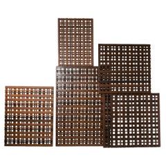 Set of Five Walnut Screens by Mario Monti, Italy, 1960s