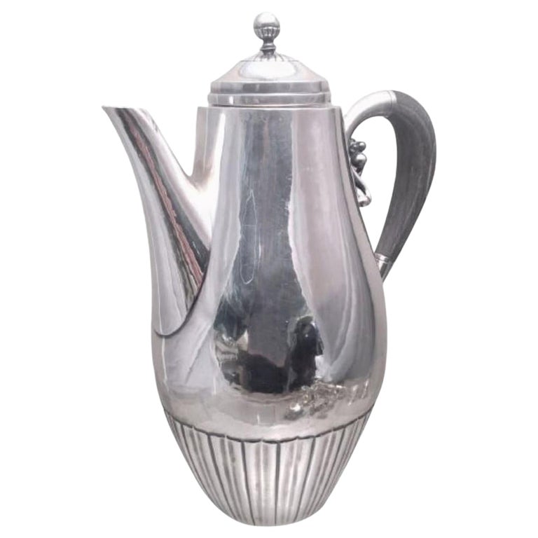 Georg Jensen by Rohde Sterling Silver Coffee/ Tea Pot in Cosmos Pattern 45A For Sale