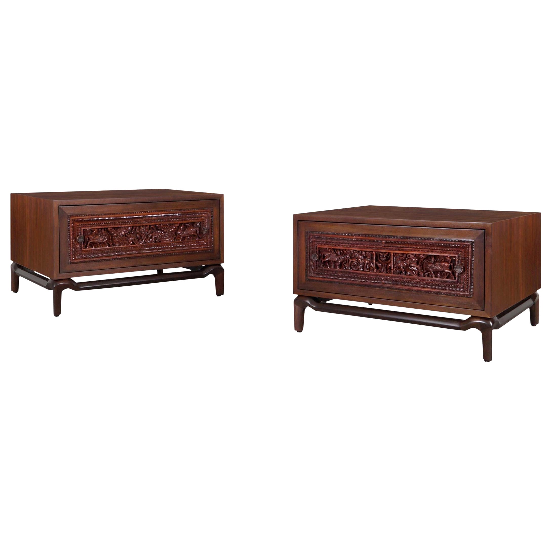 Vintage Walnut Nightstands by Maurice Bailey for Monteverdi Young For Sale