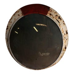 20th Century French Round Industrial Vintage Convex Wall Glass Mirror